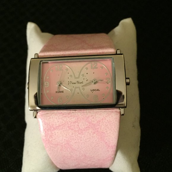Pierre Nicol Dual 2-Zone Watch - Baby Pink Leather Band - Picture 1 of 1